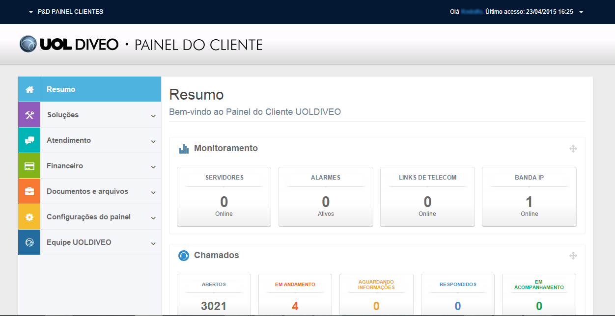 Ver mídia: UOL DIVEO - Customer dashboard - Final UI